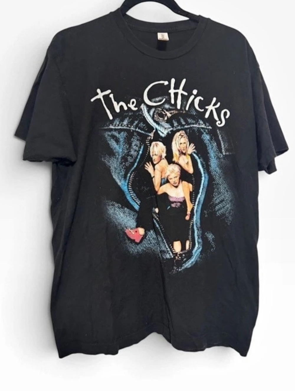 Vintage The Chicks Fly Album Graphic Tee Black Y2K Dixie Chicks Band Shirt Sz L